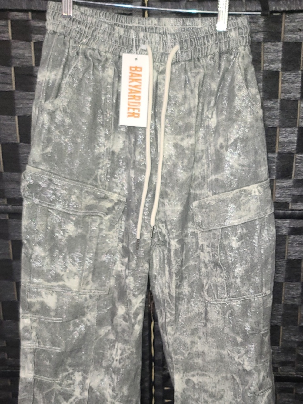 Bakyarder Vintage Tie-Dye Cargo Wide-Leg Pants size Large NWT